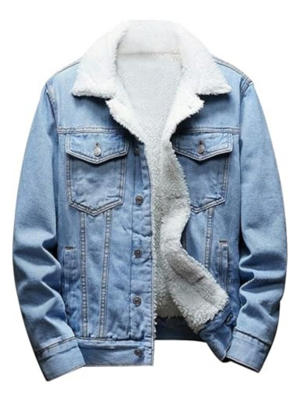 Sherpa Lined Denim Jacket Men's Fleece Trucker Jacket Winter Warm Cotton